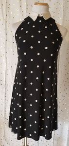 RL blk & white polkadot shift, knee length